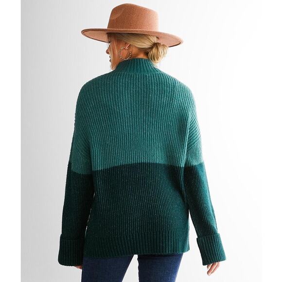 Z SUPPLY Poppy Ribbed Sweater Deep Sea Green Colorblock Pullover Women’s Small - Picture 4 of 8
